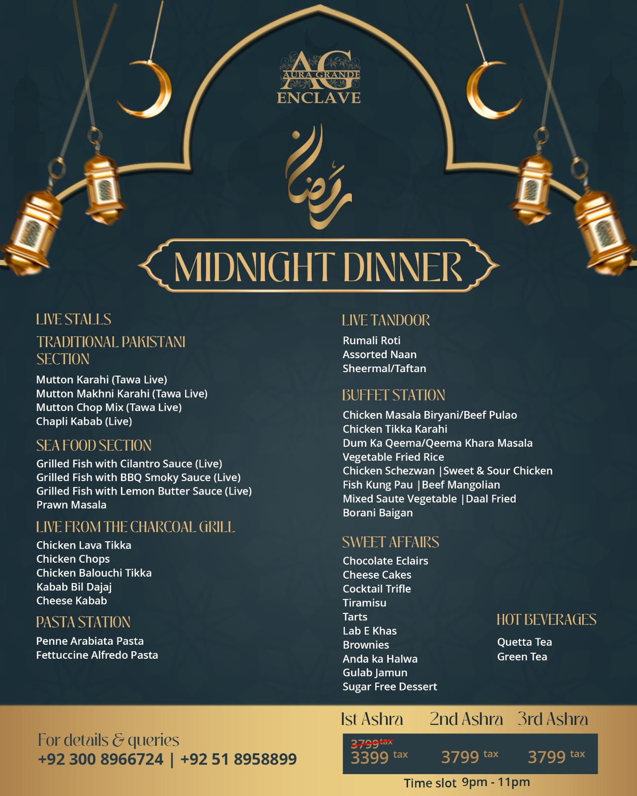 Aura Grande Enclave Midnight Dinner Menu